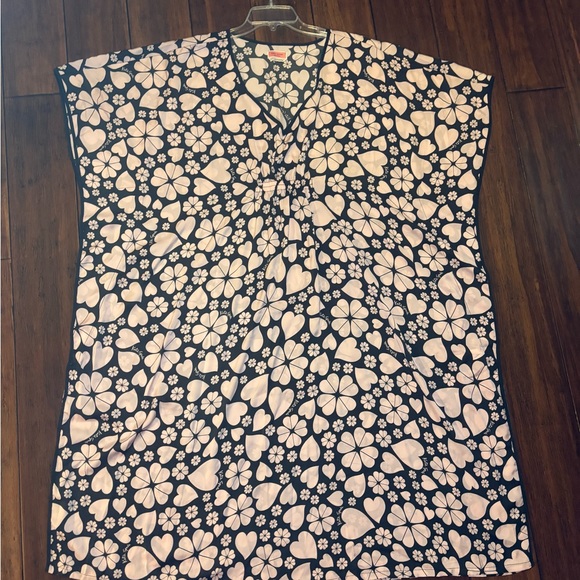 Kate Spade Spade Clover Hearts Caftan pink black coverup dress tunic - Picture 12 of 16